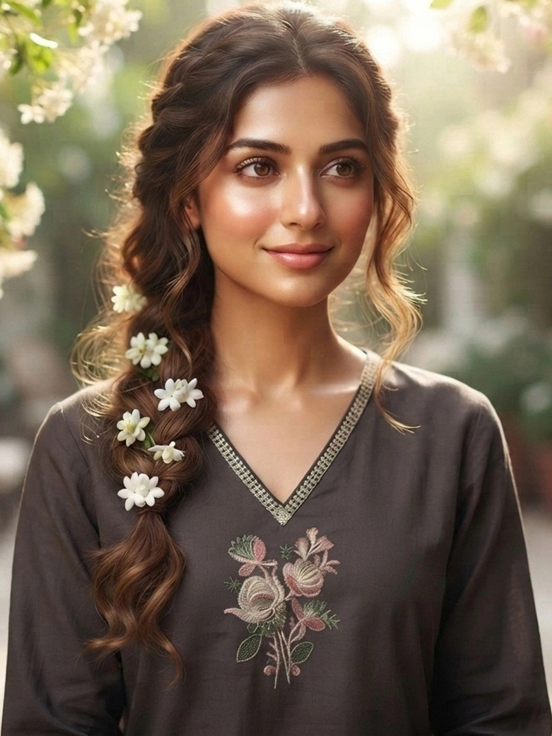 Women Floral Embroidered Regular Thread Work Pure Cotton Kurta with Palazzos & With Dupatta