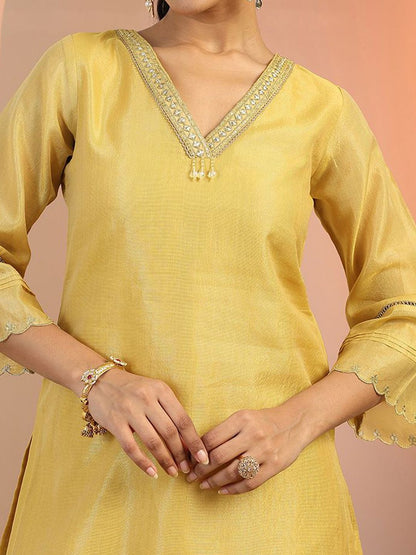 Dhiyona LL Women Embroidered Regular Kurti with Palazzos & Dupatta
