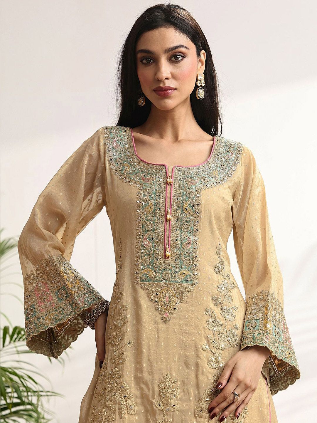 Dhiyona LL Women Ethnic Motifs Embroidered Regular Kurta with Palazzos & With Dupatta