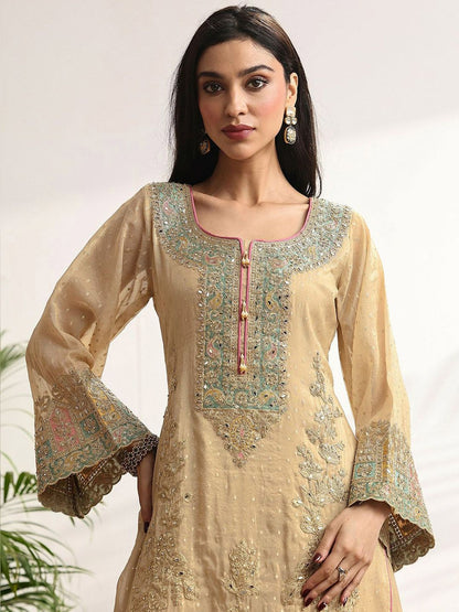Dhiyona LL Women Ethnic Motifs Embroidered Regular Kurta with Palazzos & With Dupatta