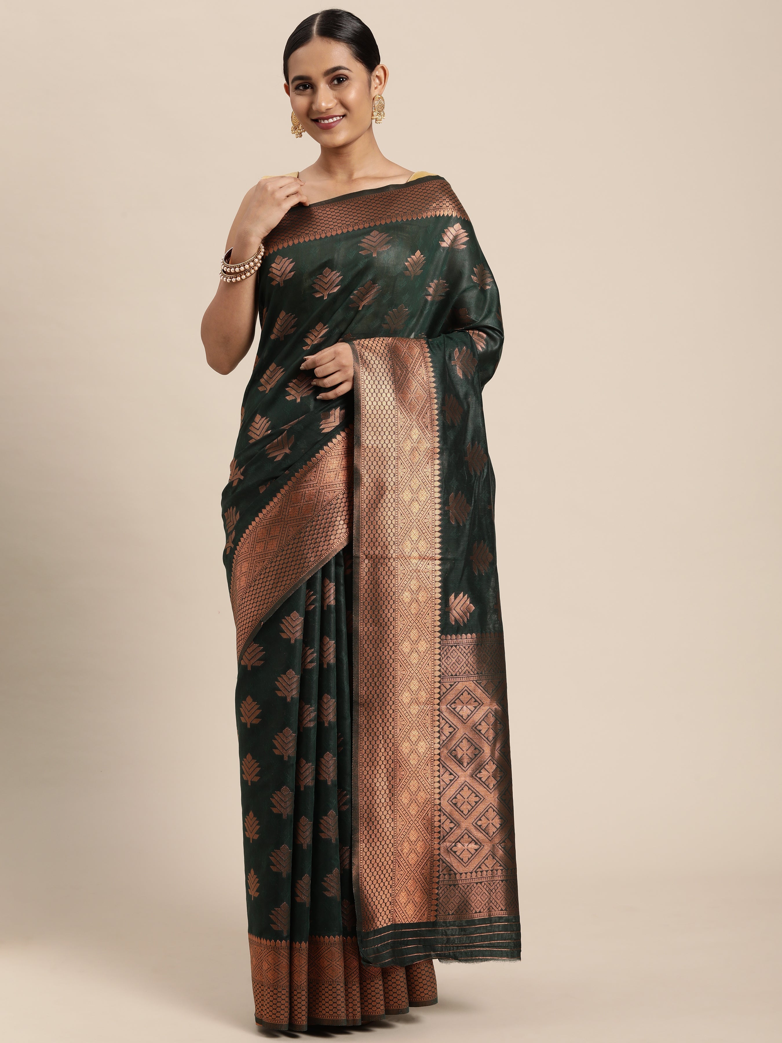 Dhiyona GR Women's Tahira Castleton Green Silk Blend Saree