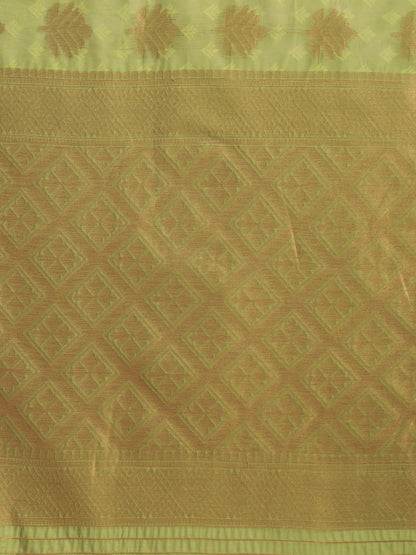 Dhiyona GR Women's Tahira Parrot Green Silk Blend Saree