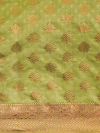 Dhiyona GR Women's Tahira Parrot Green Silk Blend Saree