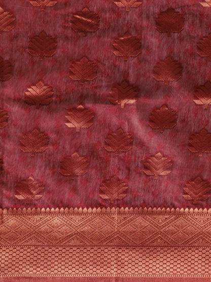 Dhiyona GR Women's Tahira Carmine Maroon Silk Blend Saree