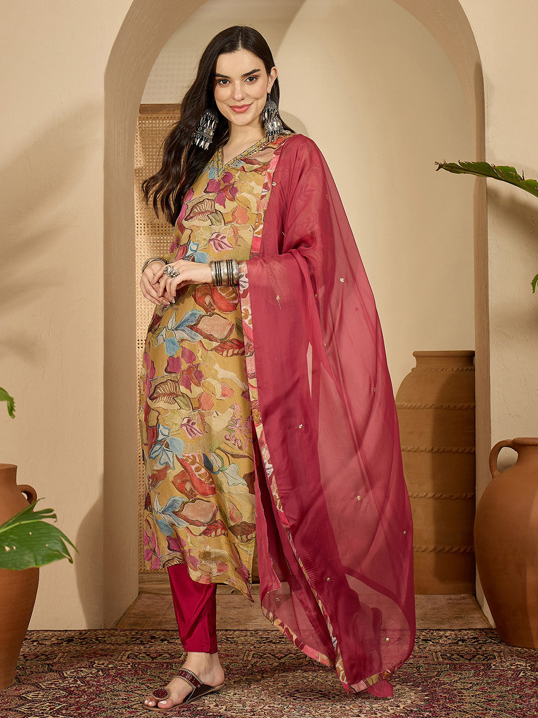 Printed Straight Kurta Sets With Dupatta
