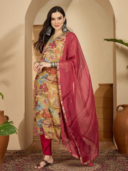 Printed Straight Kurta Sets With Dupatta
