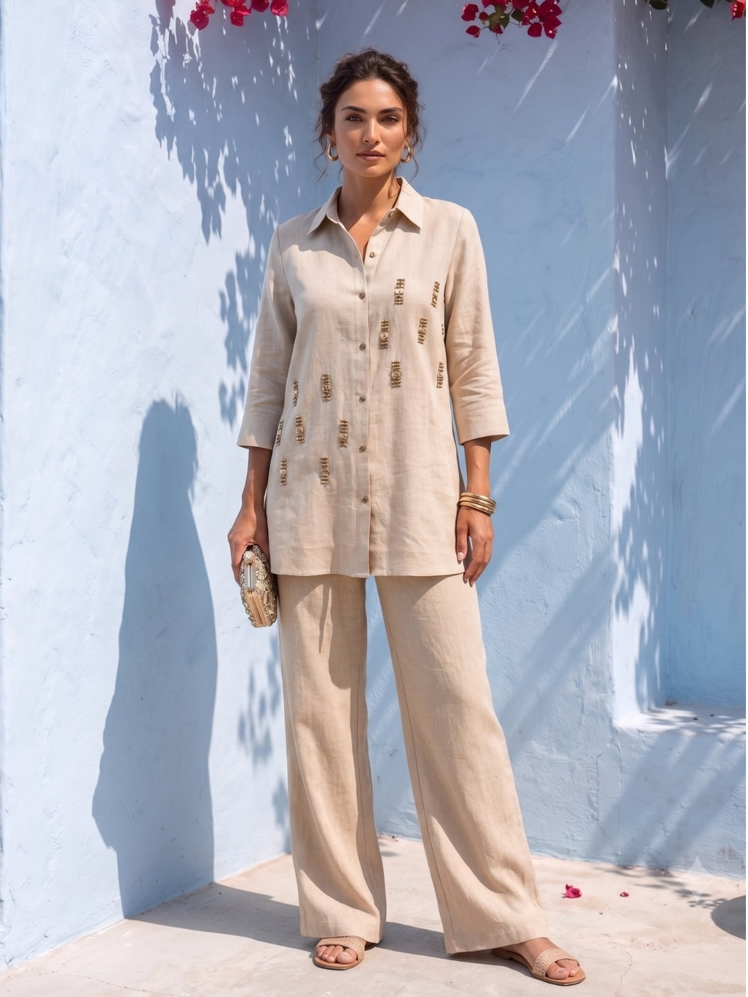 Tatva Buff Jute Work Co-Ord Set