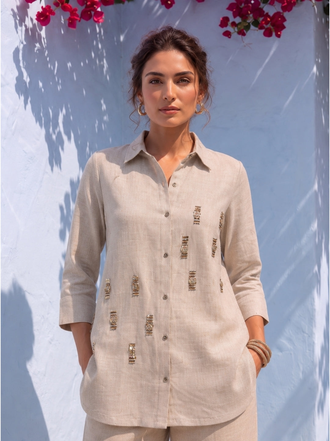 Tatva Buff Jute Work Co-Ord Set