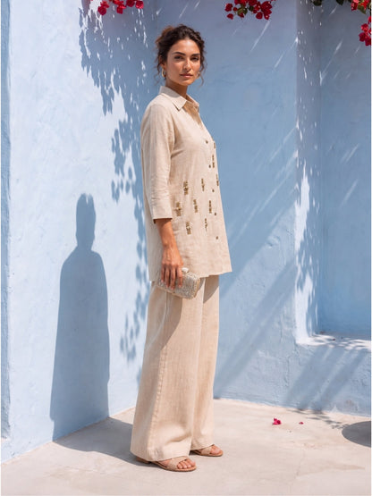Tatva Buff Jute Work Co-Ord Set