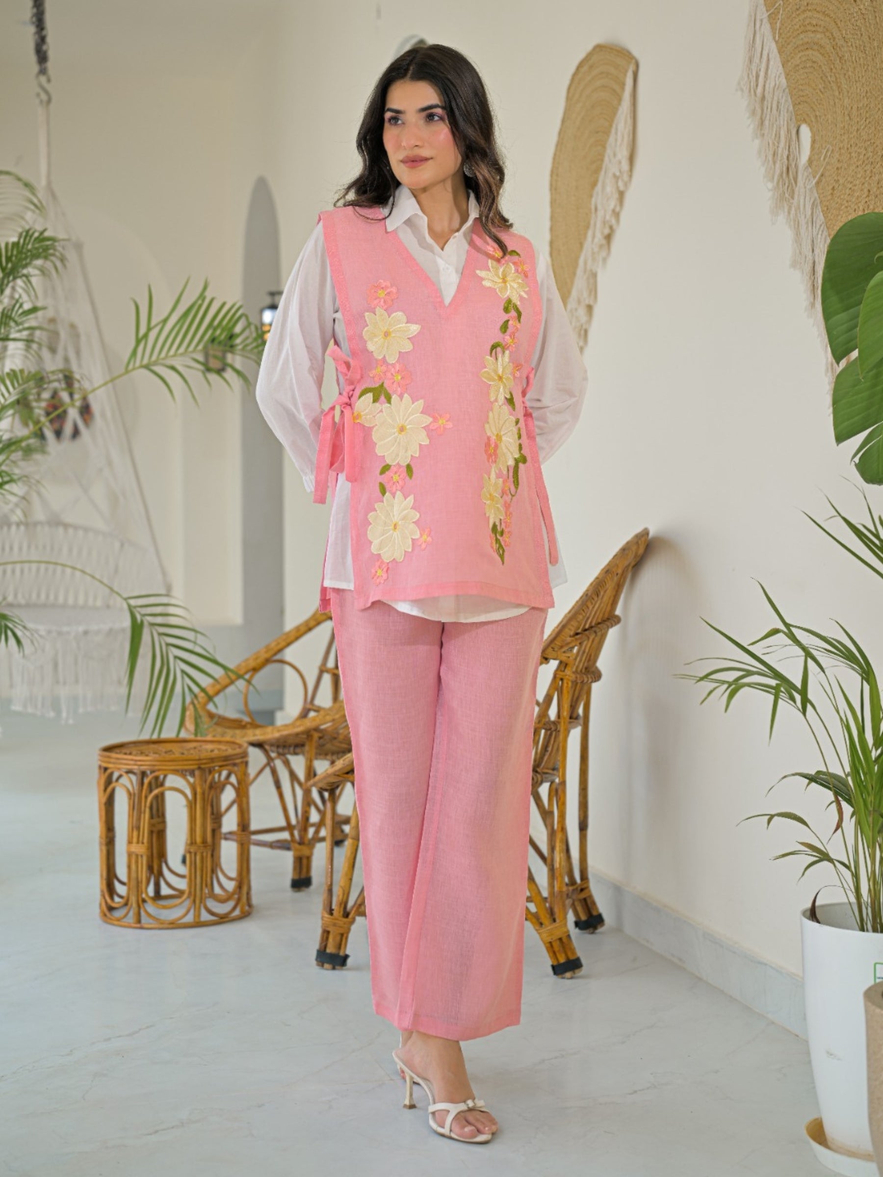 Tatva Carey Embroidery Bib Style Cotton Co-Ord Set