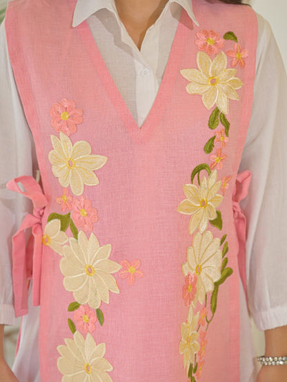 Tatva Carey Embroidery Bib Style Cotton Co-Ord Set