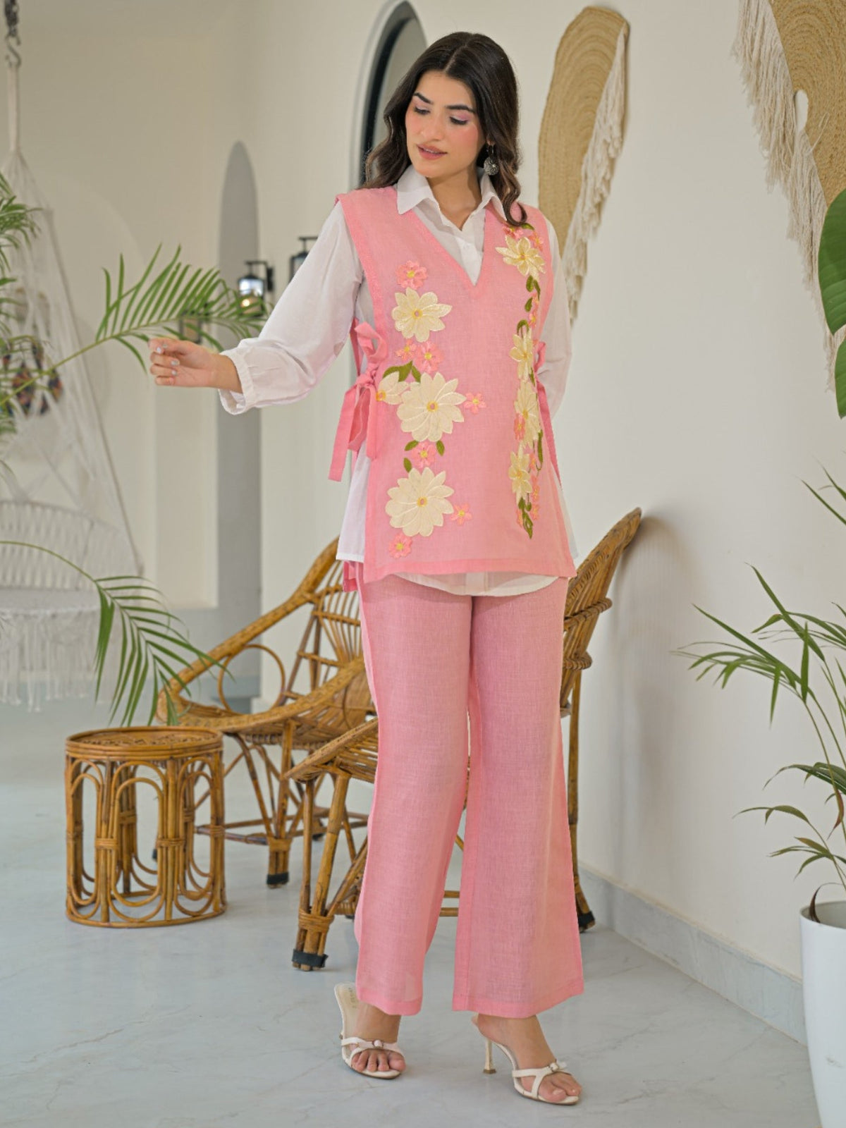 Tatva Carey Embroidery Bib Style Cotton Co-Ord Set