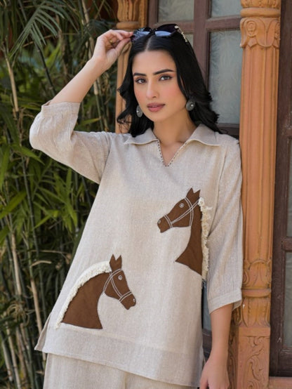 Tatva Castano Jute Co-Ord Set