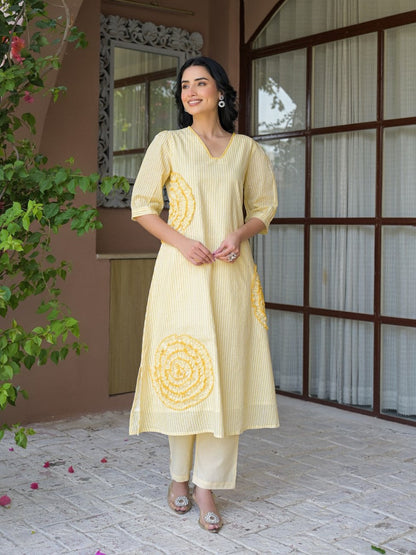 Tatva Citrine Cotton Kurta Pant Set