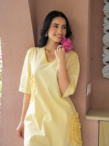 Tatva Citrine Cotton Kurta Pant Set