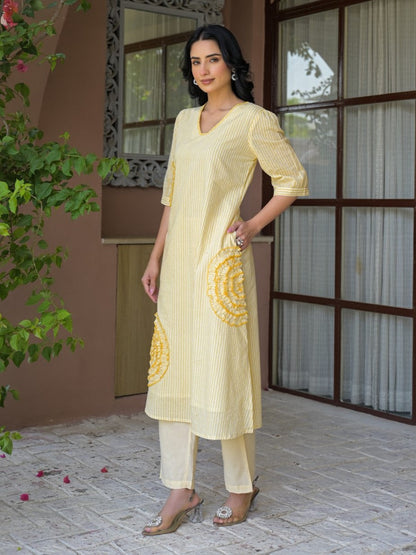 Tatva Citrine Cotton Kurta Pant Set