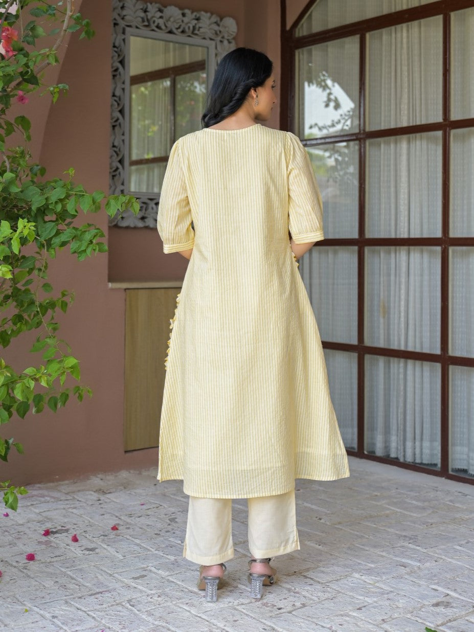 Tatva Citrine Cotton Kurta Pant Set