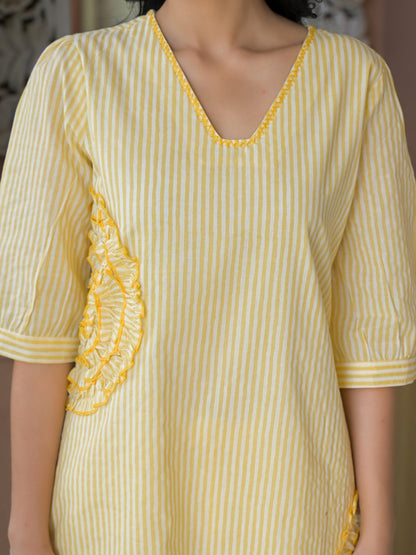 Tatva Citrine Cotton Kurta Pant Set