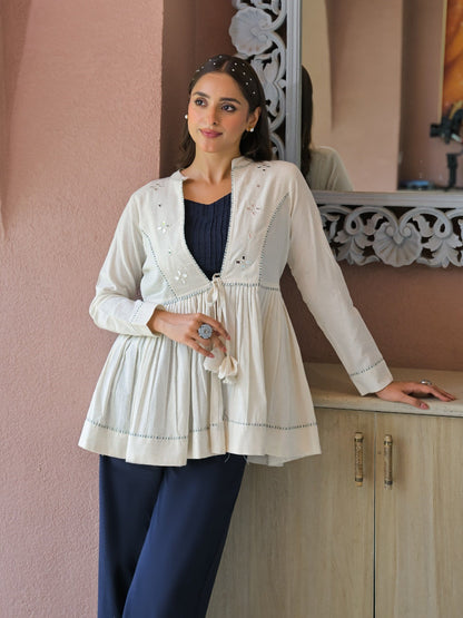 Tatva Coconut 3 Pc Jacket Style Co-Ord Set