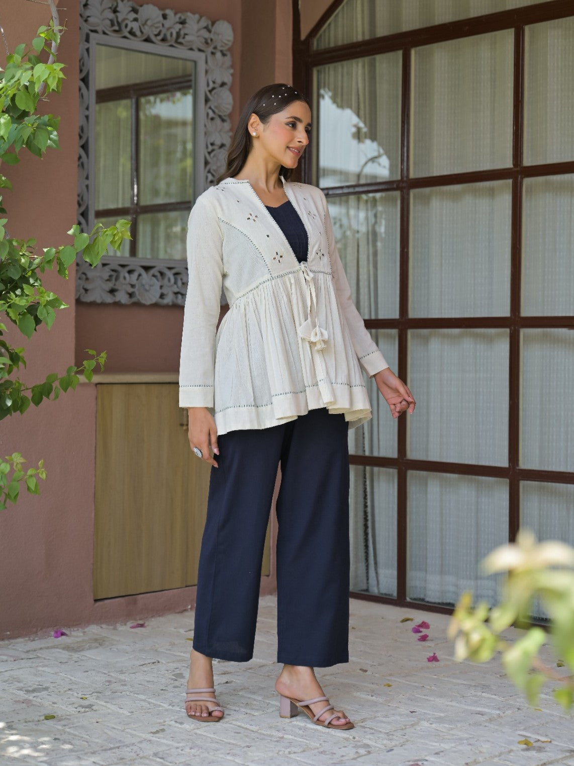 Tatva Coconut 3 Pc Jacket Style Co-Ord Set