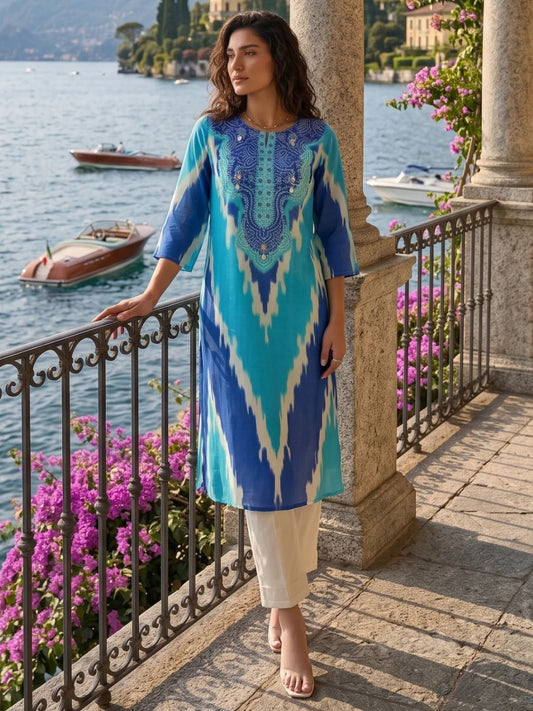 AutumnLane Tatva Comma Work Cotton Kurta Pant Set