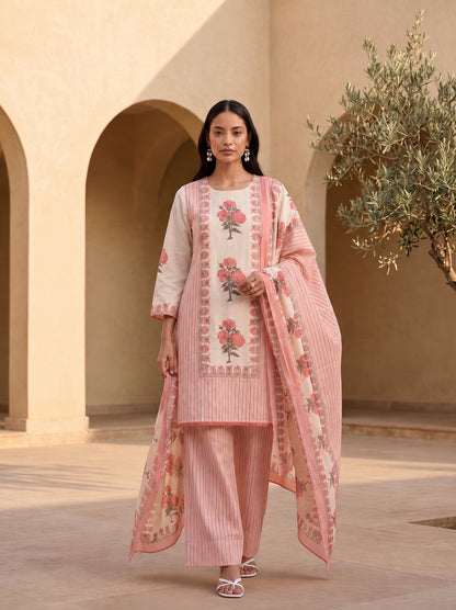 Tatva Rouge Printed Cotton Farshi Kurta Set
