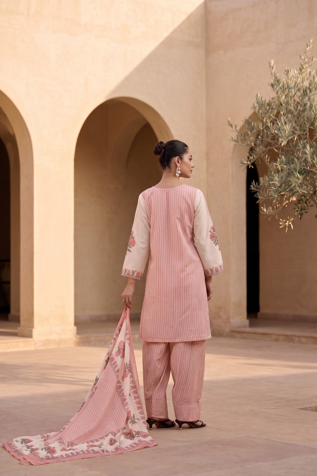 Tatva Rouge Printed Cotton Farshi Kurta Set