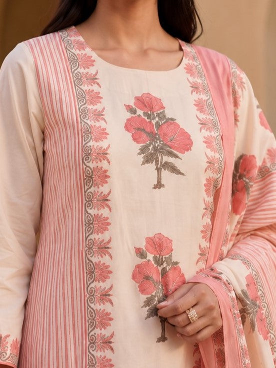 Tatva Rouge Printed Cotton Farshi Kurta Set