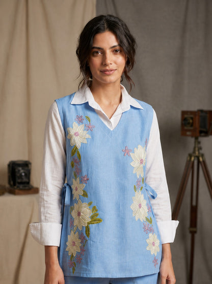 Tatva Yin Embroidery Bib Style Cotton Co-Ord Set