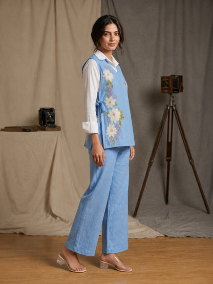 Tatva Yin Embroidery Bib Style Cotton Co-Ord Set