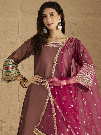 Dhiyona VA Women Ethnic Motifs Yoke Design Kurta with Palazzo & Dupatta