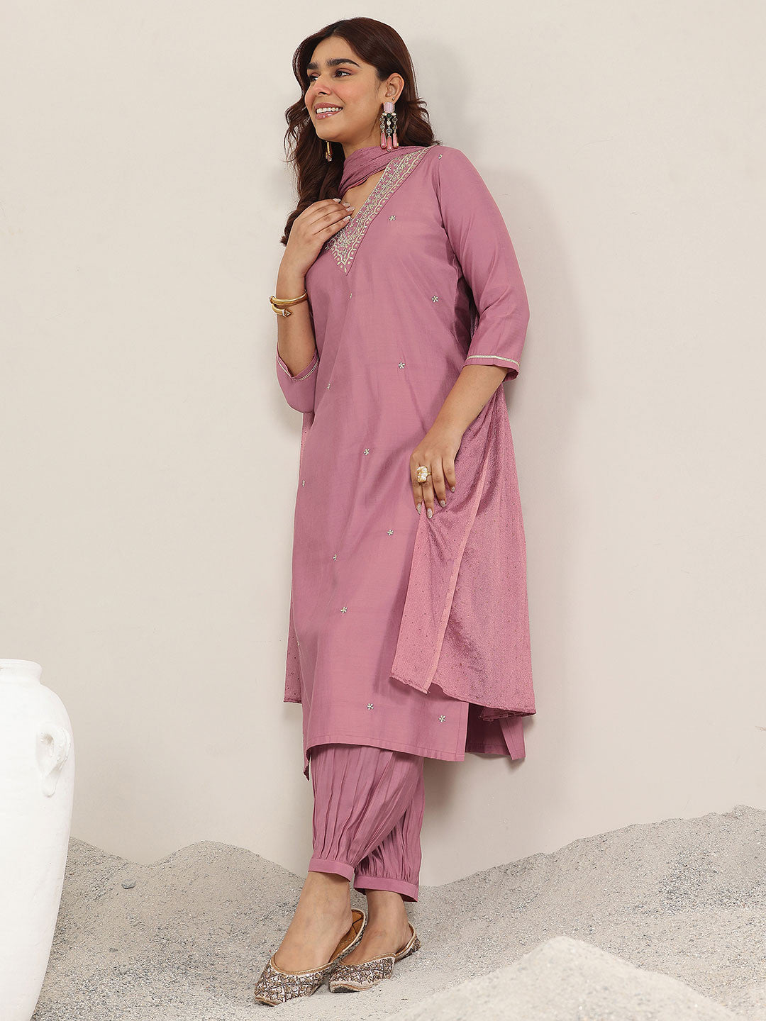 Women Ethnic Motifs Embroidered Regular Gotta Patti Kurta with Salwar & With Dupatta