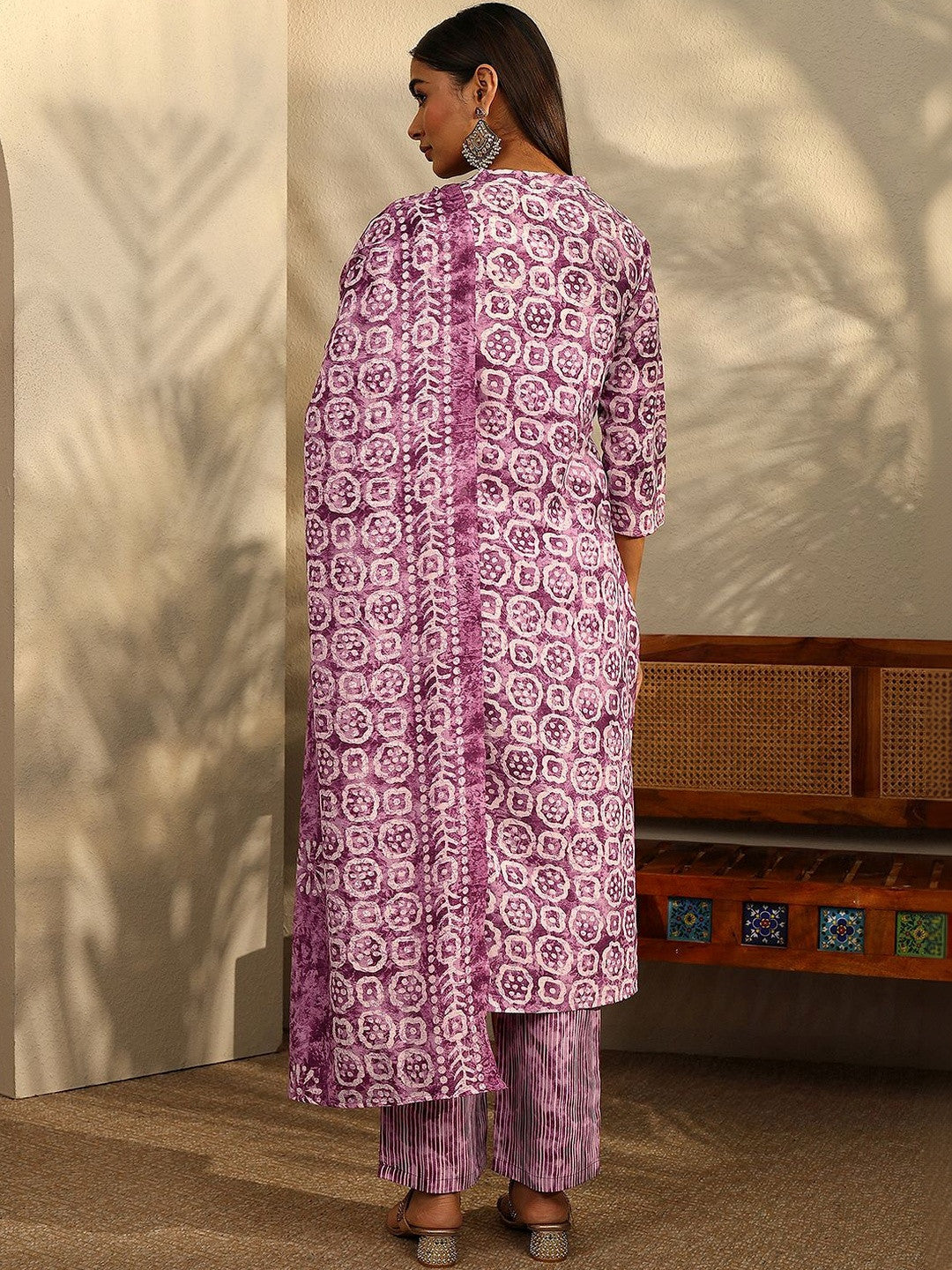 Women Ethnic Motifs Printed Regular Thread Work Kurta with Trousers & With Dupatta