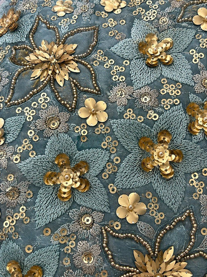 Tisca Cerulean Handwork Festive Suit Set