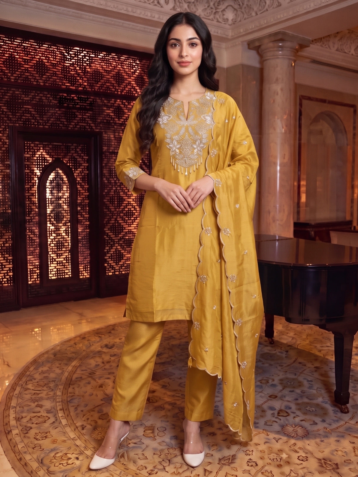 Tisca Flax Handwork Suit Set