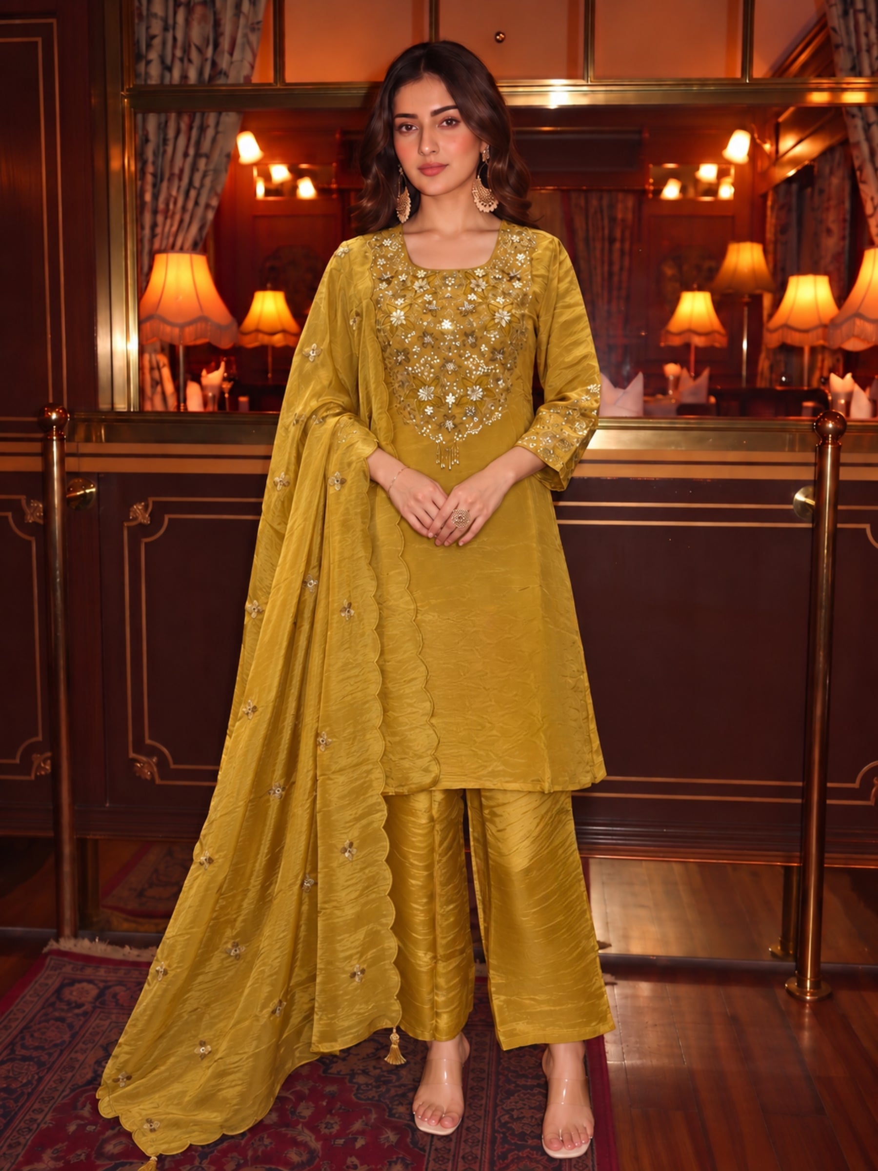 Tisca Sunglow Handwork Festive Suit Set