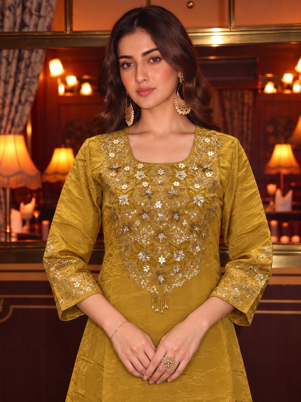 Tisca Sunglow Handwork Festive Suit Set