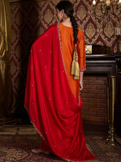 Dhiyona CH Embroidered Kurta Set with Contrast Dupatta