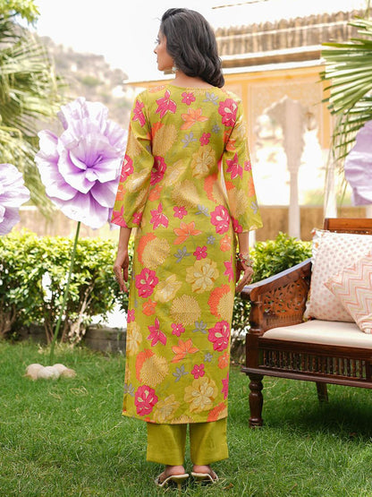 Dhiyona KL Women Floral Embroidered Regular Kurta with Trousers & Dupatta