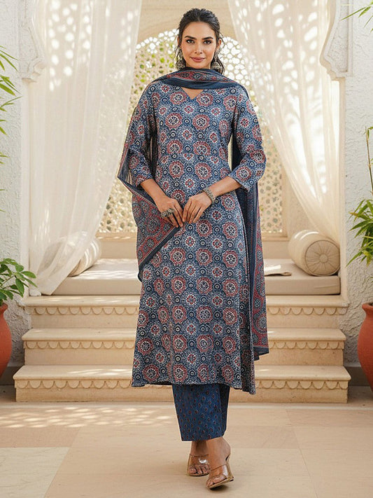 Dhiyona KL Women Ethnic Motifs Printed Kurta with Palazzo & Dupatta