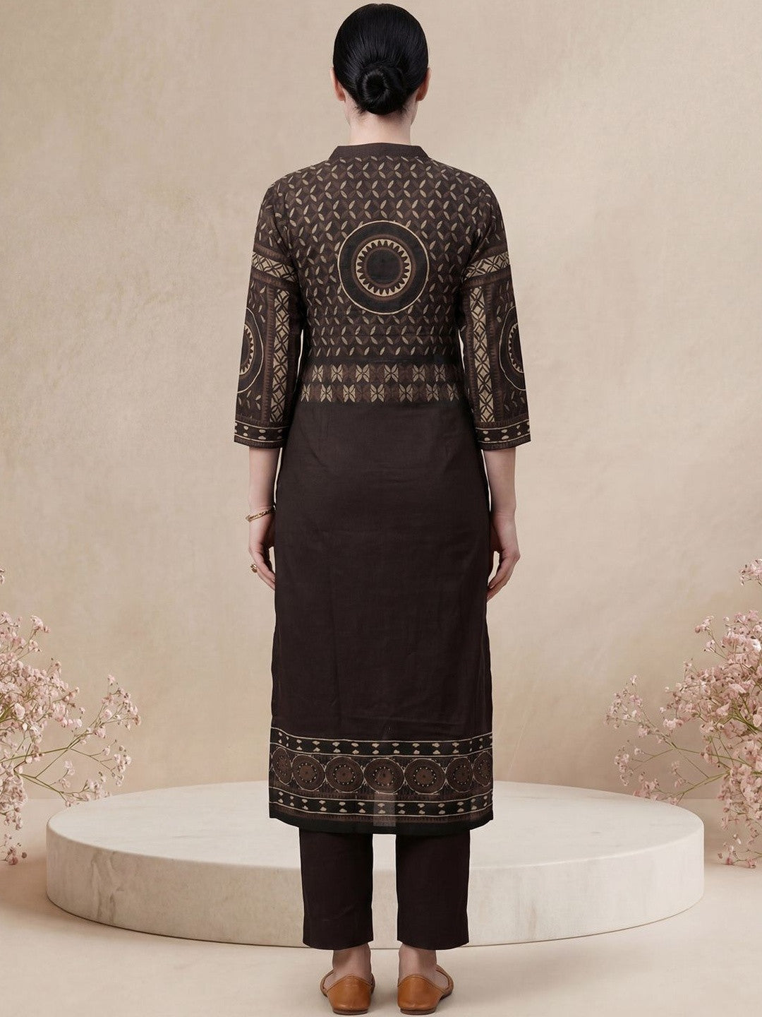 Women Ethnic Motifs Printed Regular Mirror Work Pure Cotton Kurta with Trousers & With Dupatta