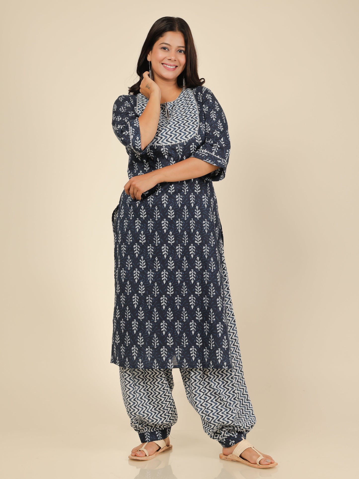 Women's Cotton Blue Straight Kurta