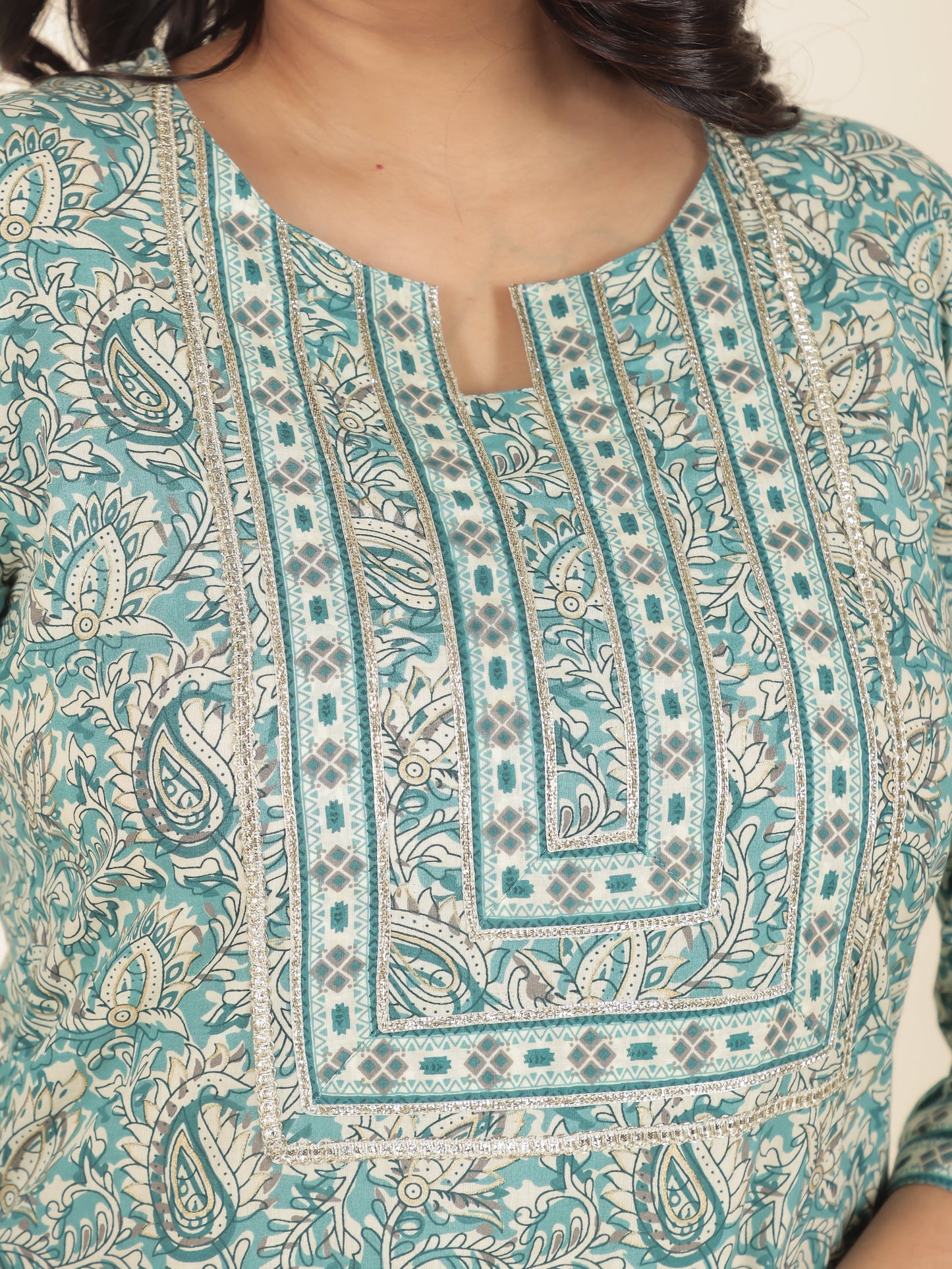 Women's Cotton Green Straight Kurta
