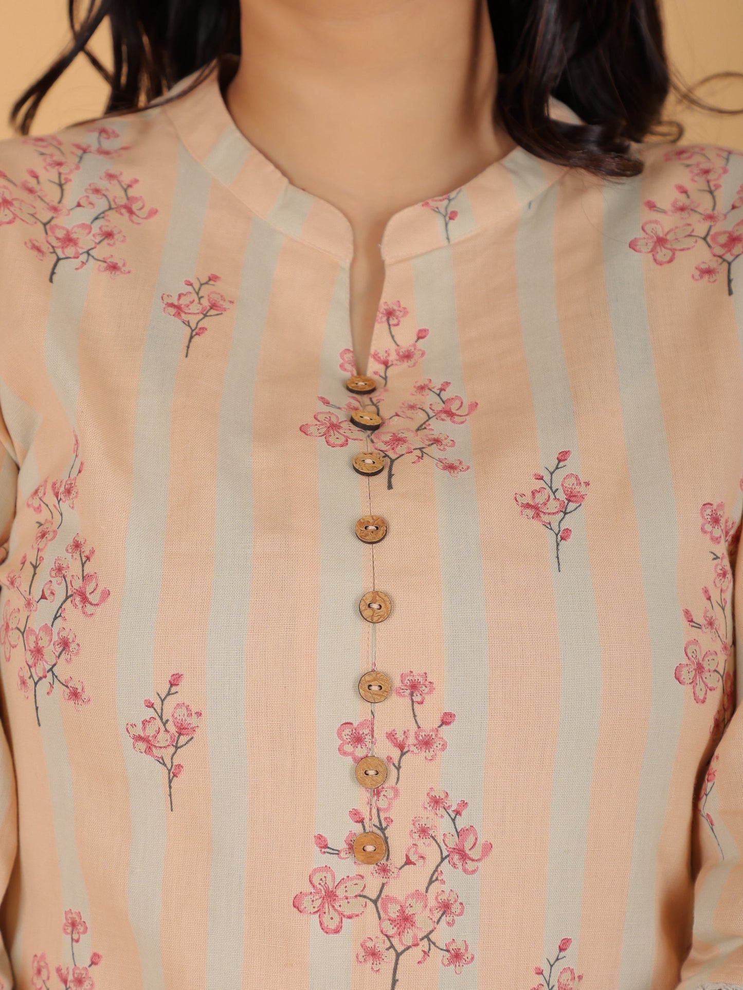 Women's Linen Orange Straight Kurta Set
