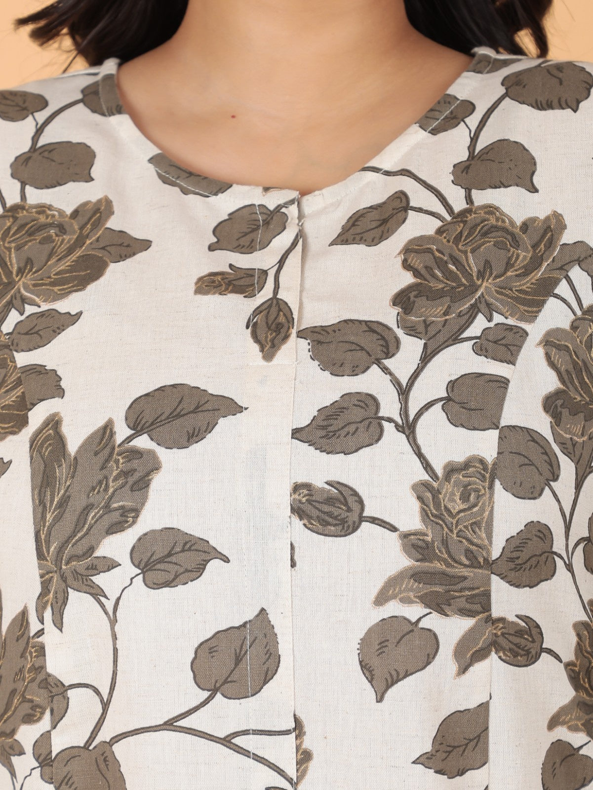 Women's Linen White A-line Kurta Set