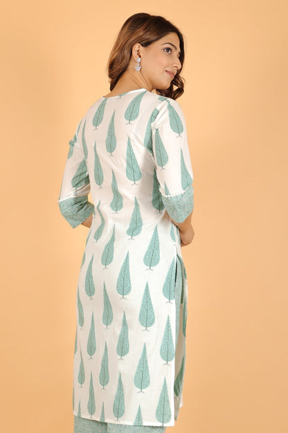 Women's Cotton White Straight Kurta Set