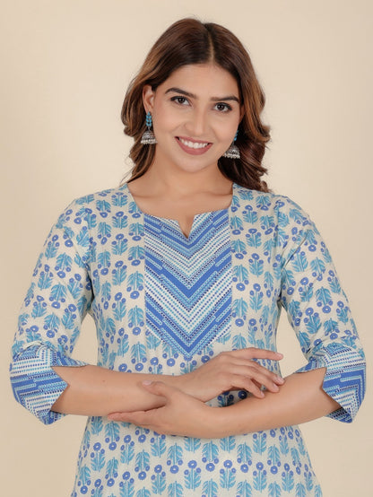 Women's Cotton White Straight Kurta Set