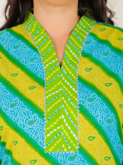 Women's Cotton Green Straight Kurta