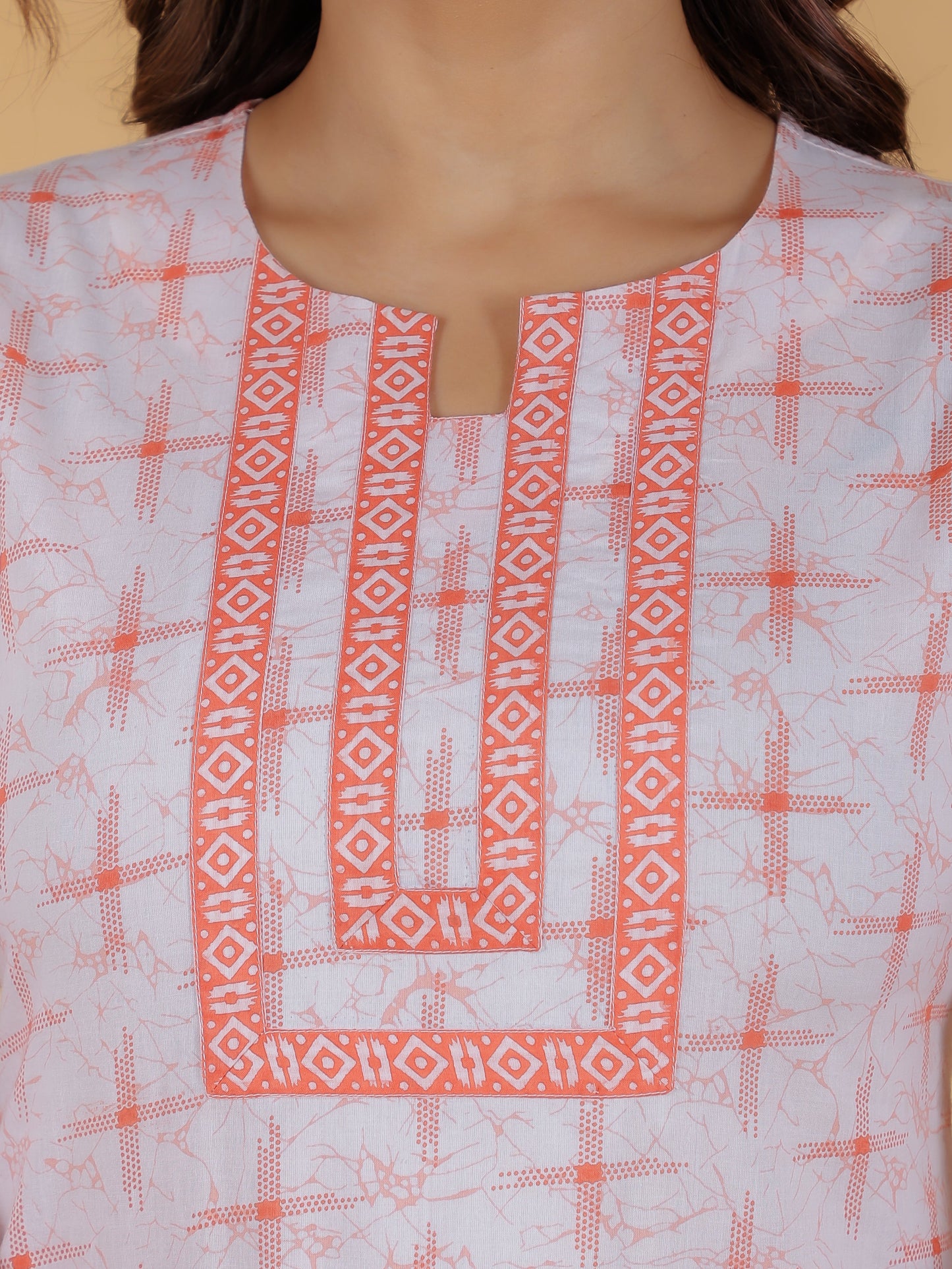Women's Cotton Orange Straight Kurta