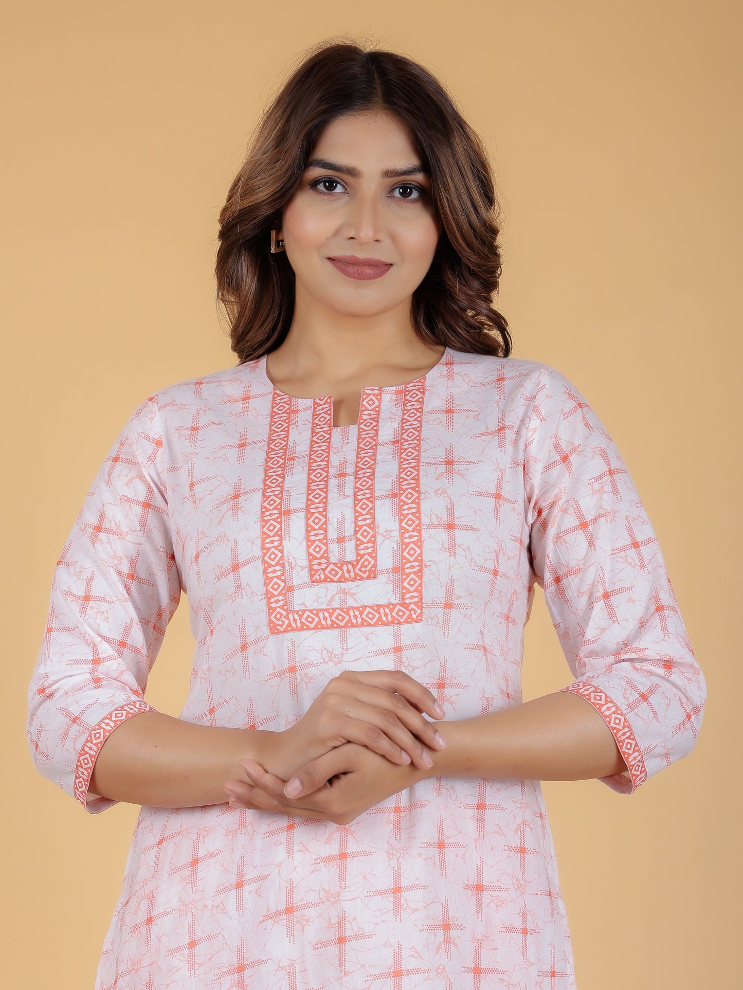 Women's Cotton Orange Straight Kurta